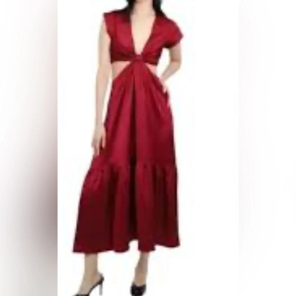 Jason Wu Satin Midi Teal Green Cutout Dress M - Picture 5 of 15